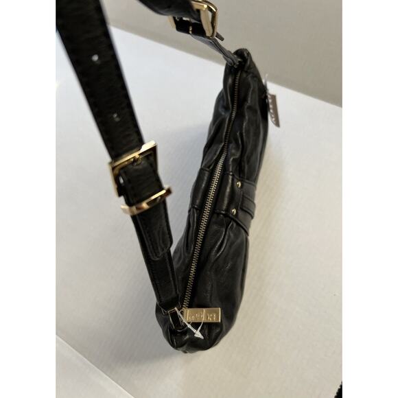 KOOBA BLACK LEATHER CONVERTIBLE CLUTCH SHOULDER BAG NWT